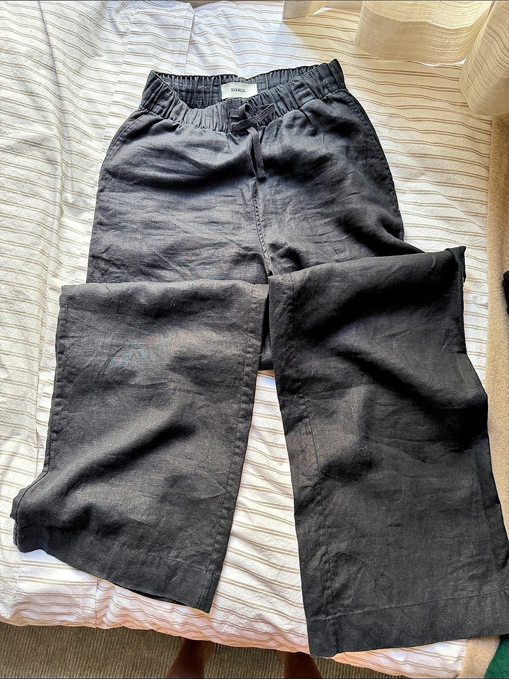 Buck Mason PØ 7347 PØ 7347 Linen Wide-Leg Pants in Black